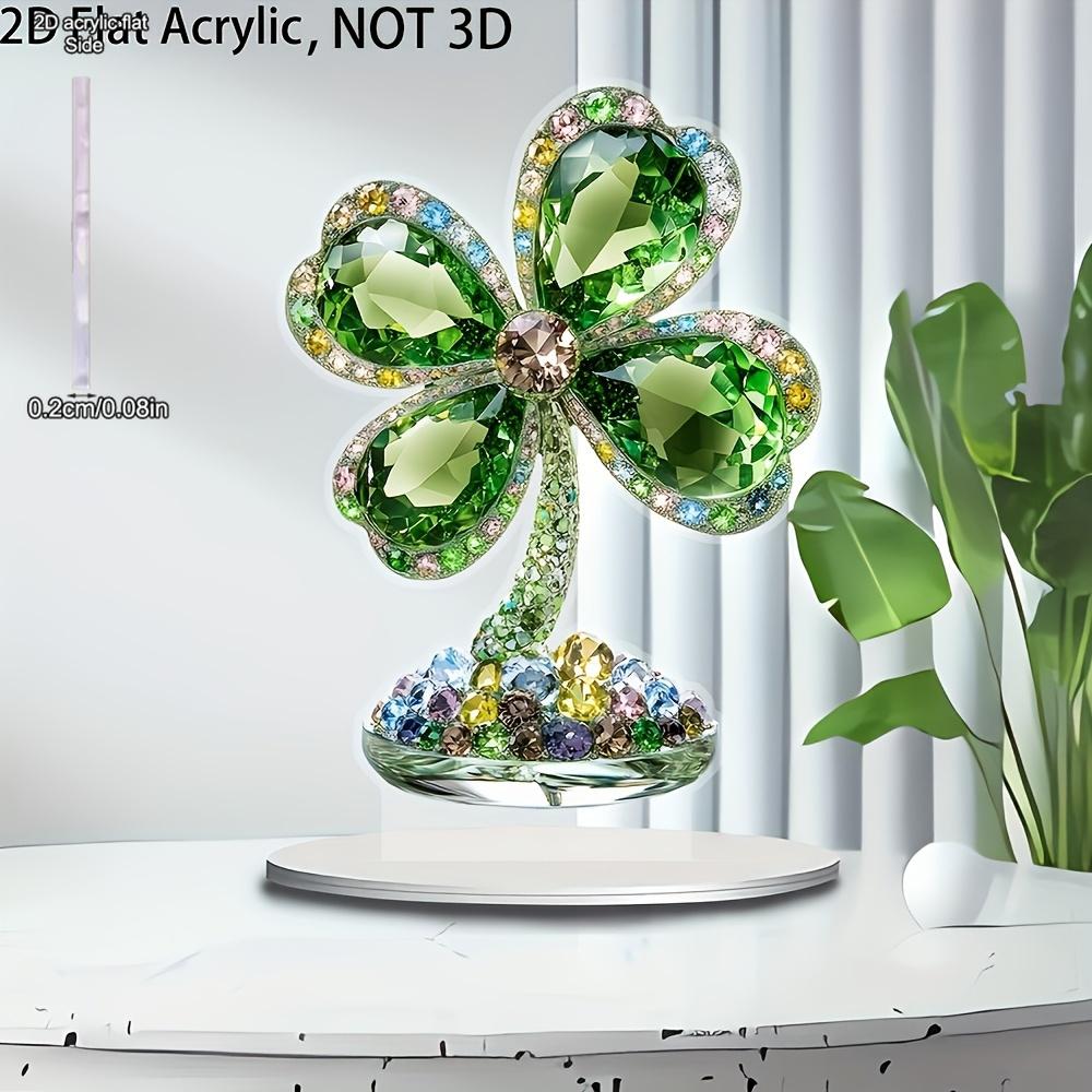 Acrylic Boho Style St. Patrick'S Day Four-Leaf Clover Sun Catcher, Plant Theme Art Decoration, Suitable for Home and Office, Universal Holiday