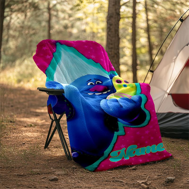 Personalized Custom Name Blanket - Trolls Print Design,Blanket for Sofa,Bed,Travel,Camping - Soft and Warm, Great Gift