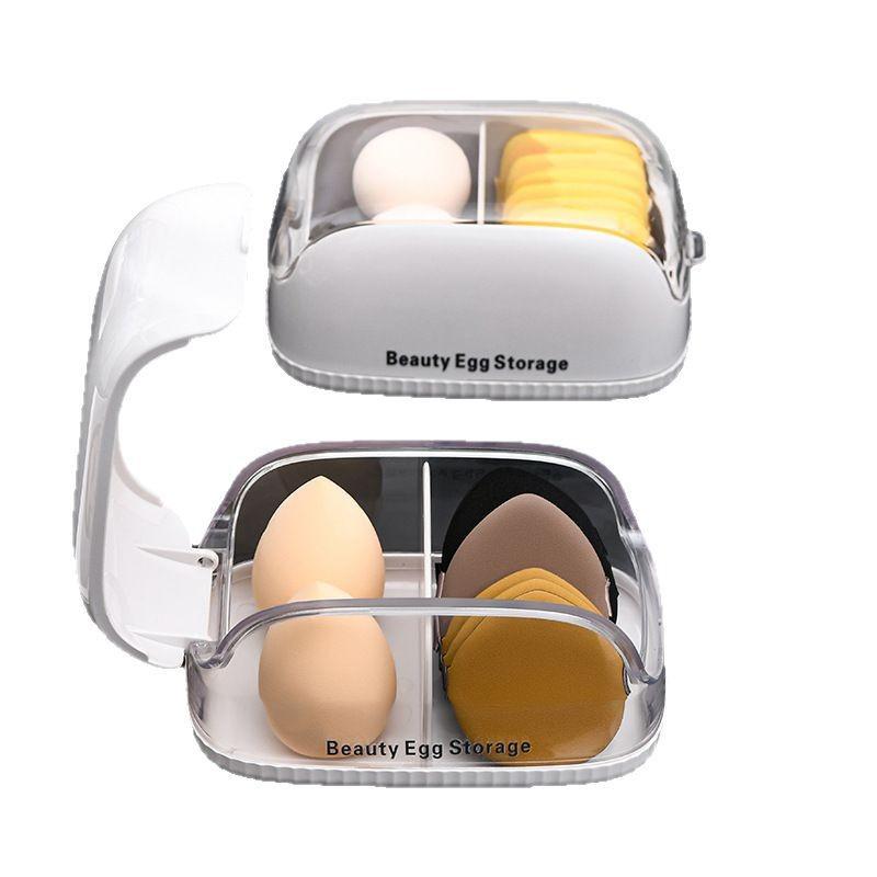 Beauty Egg Storage Box with Cover Dust-proof Dressing Table Lipstick Air Cushion Storage Shelf Portable Powder Puff Storage Box