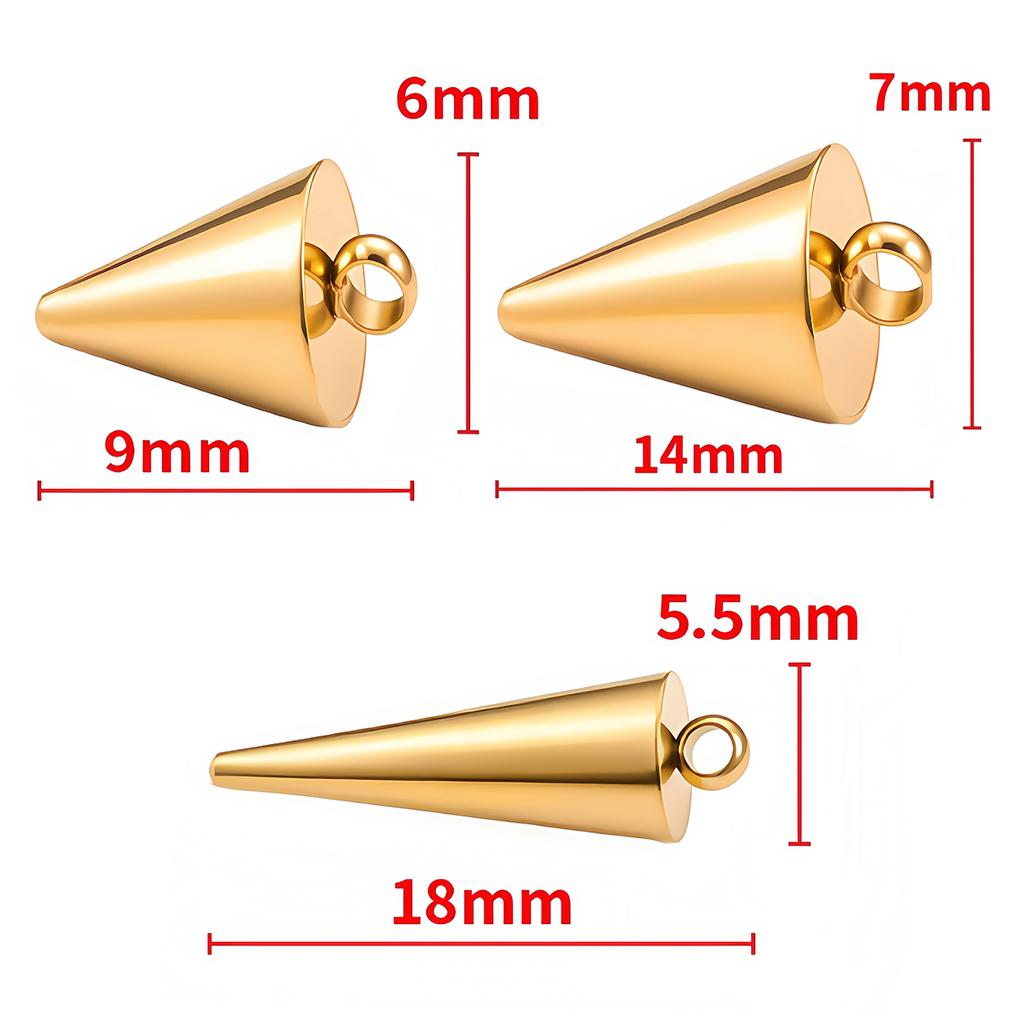 5/10Pcs Stainless Steel Cone Charms Pendants Retro Bullet Spike Bead Charm for Necklace Earring Bracelet Jewelry Making Findings
