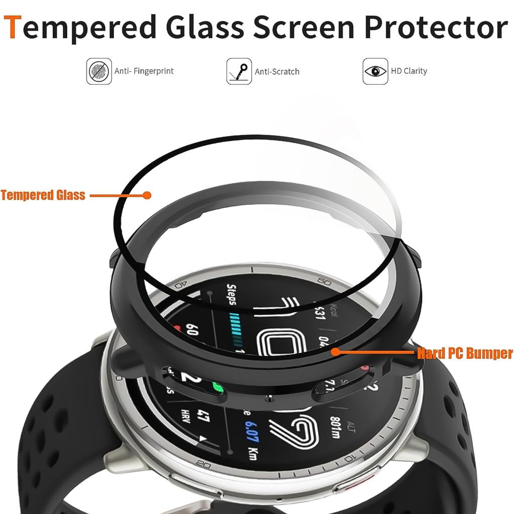 Hartschalen-Glas-Displayschutzfolie Vollrahmen-Hülle Für Amazfit Active 2 Smartwatch Schutzhülle Active2 Zubehör