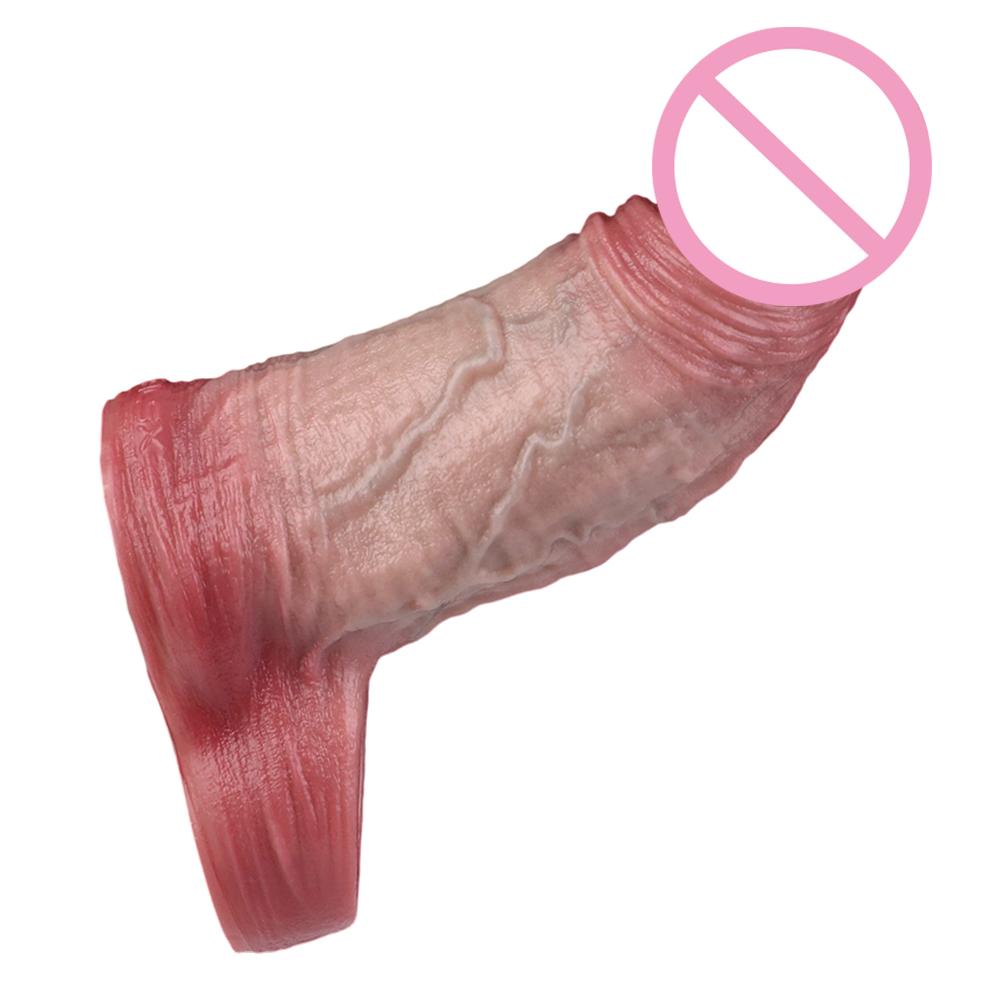 ORALSX Kleine Größe Penisverlängerer 5 Zoll Gliedmanschette Wiederverwendbare Kondom Hohl Dildo Silikon Penisverlängerer für Männer Kleiner Penis