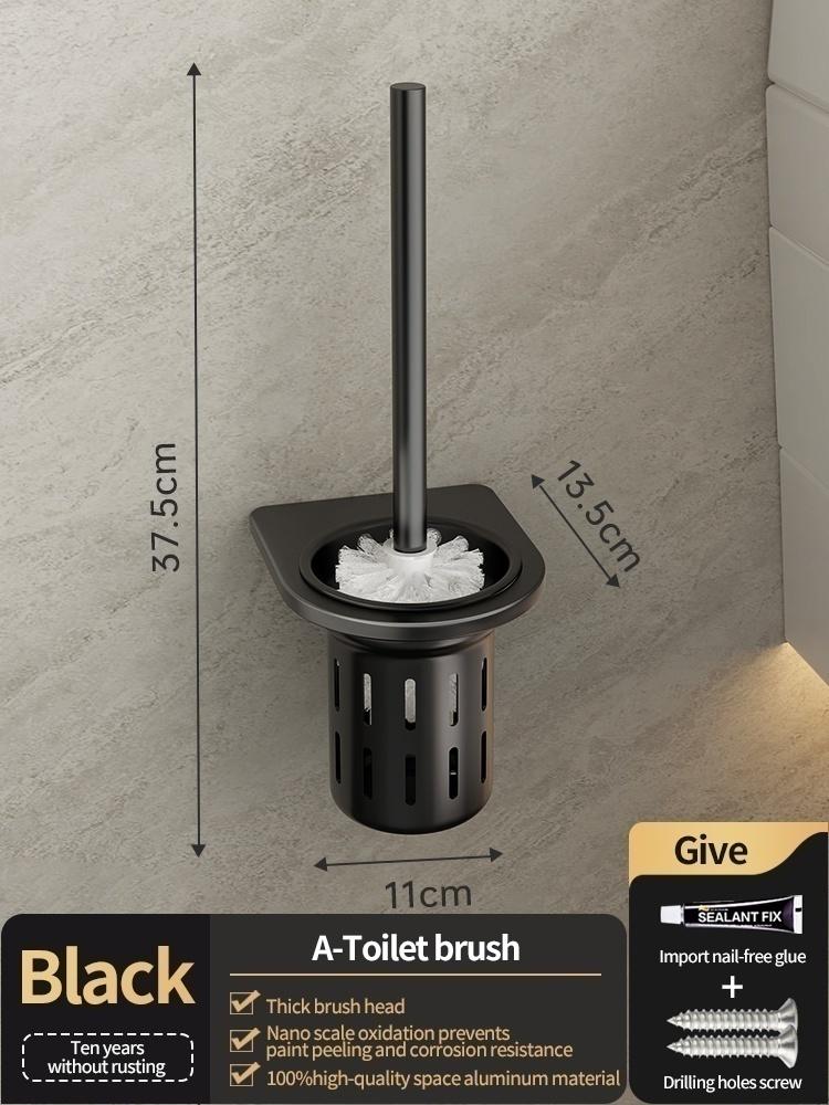 No Drill Bathroom Hardware Towel Rack Black 50CM-60CM Folding Aluminum Towel Rack Holder With Hook Towel Holder Tissue Holder