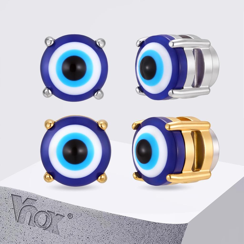Vnox Devil's Eye Magnetic Clip Earrings, Stainless Steel Blue Eye Non Pierced Earring for Men, Anti Allergy Talisman Jewelry New