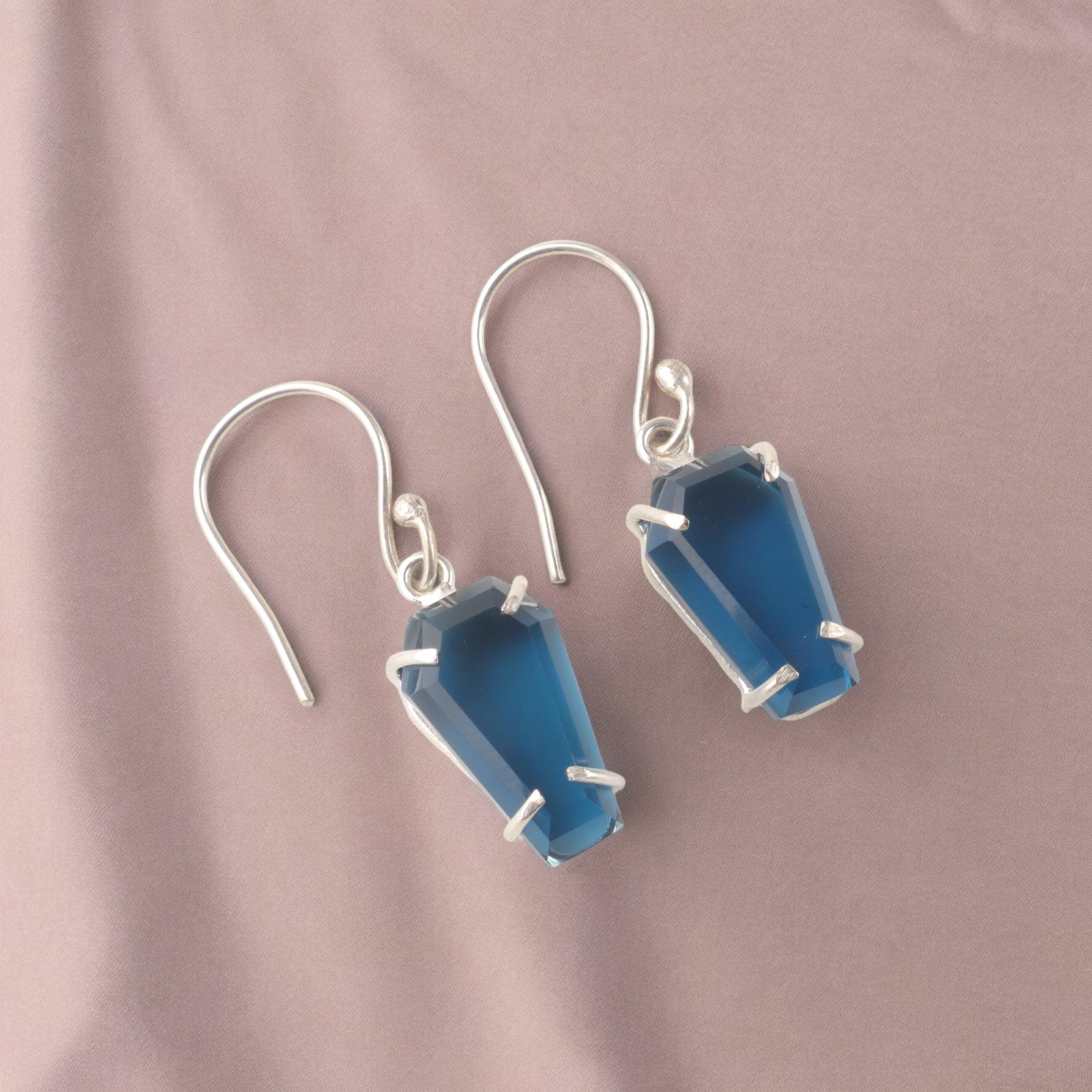 

London Blue Topaz Gemstone 925 Sterling Silver Jewelry Handmade Earrings 1.48 EE-130-8