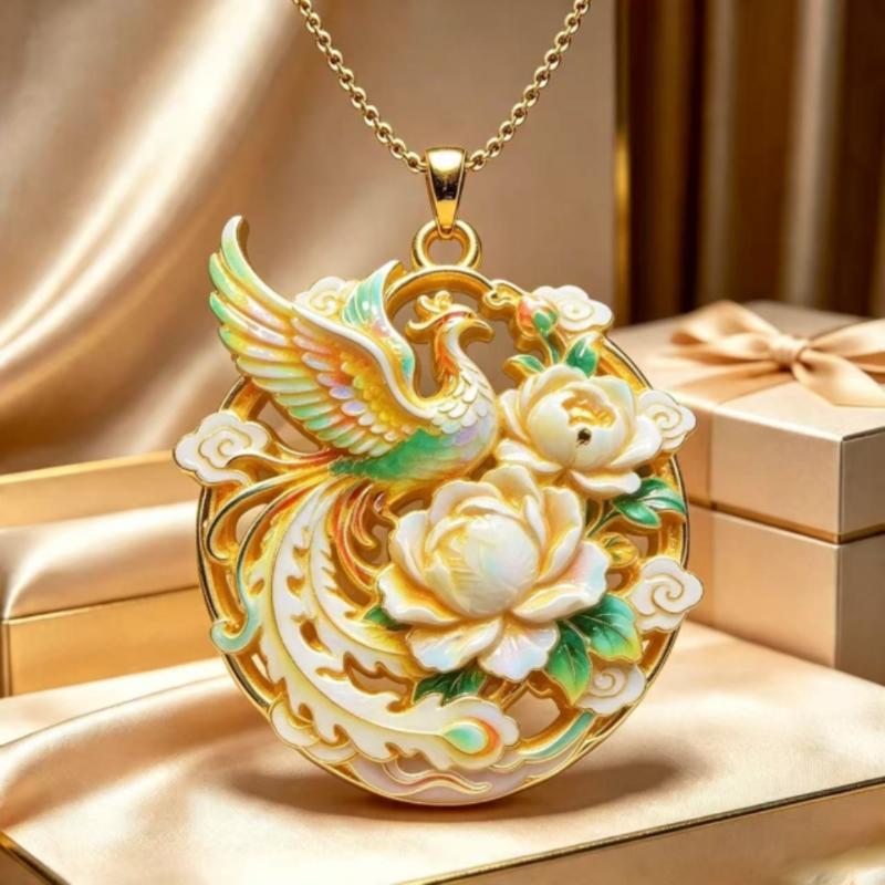 Nine Tailed Fox Enamel Pendant Necklace Unique Chinese Mythology Design 1PC Anti-rust Jewelry for Women Daily Collocation