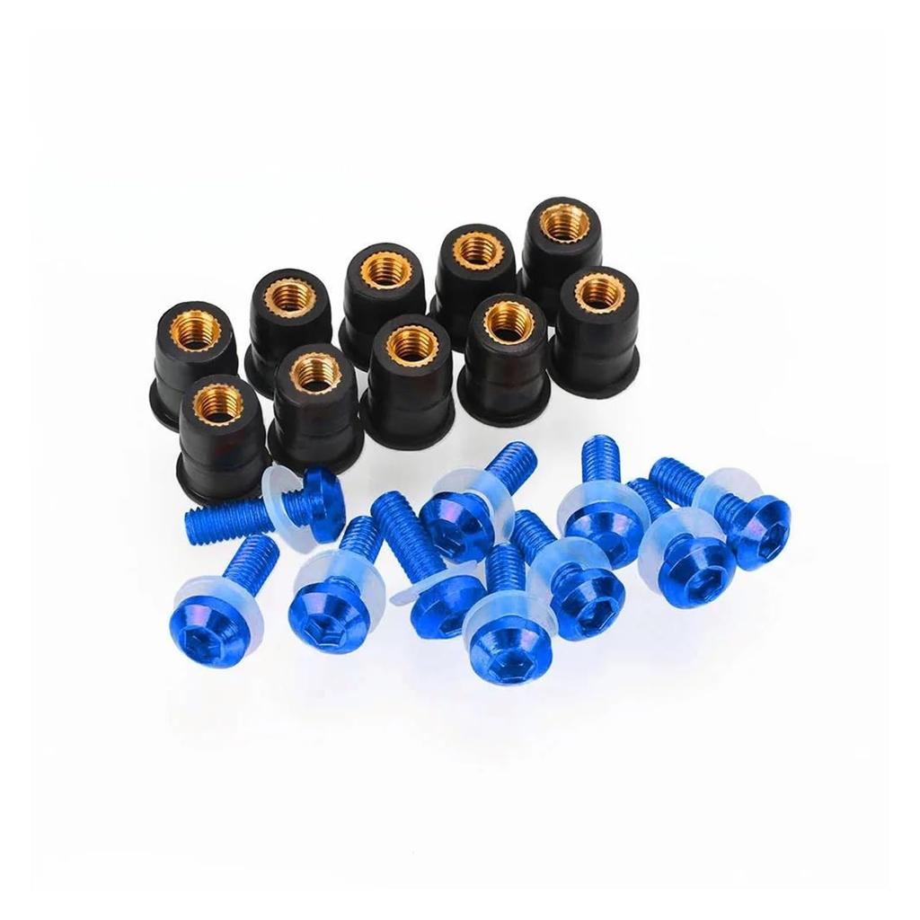 10pcs Motorcycle Screen Bolts FOR S1000RR 2016-2023 5mm Motorcycle Windshield Bolts Screw Nuts Fastener Kit (Blue)