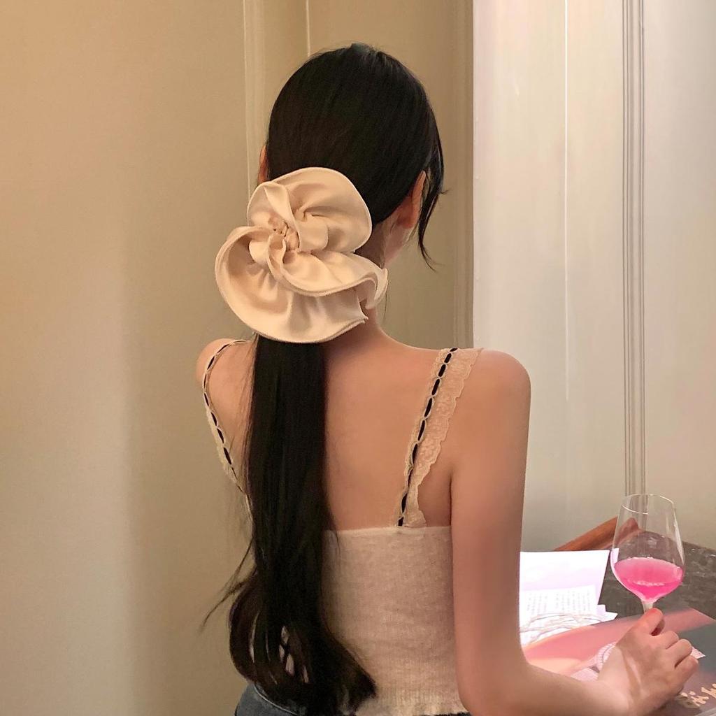 Elegant Double Layer French Pleated Scrunchie Hair Tie - Wedding & Bride Accessory
