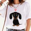 Black and Tan Dachshund with Heart Retro Y2K Funny TShirt Female Summer Cute Cartoon Wiener Dog Fashion Tee Top Casual Tops 2k