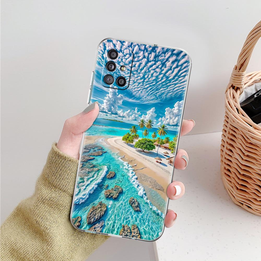 Case For Samsung A15 A13 A35 A55 A51 A71 A41 A31 A21S A05 A17 A23 A25 A33 A53 A73 5G A07 4G Cover Seaside Scenery Wave Beach