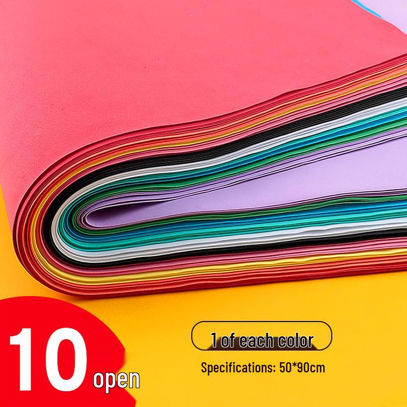 Colored Foam Paper Pack - 10 Sheets, 10 Colors - for Crafting & Origami