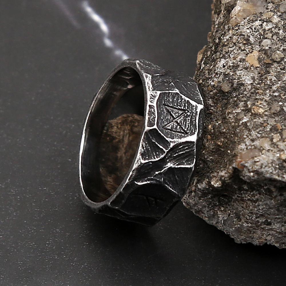 Nordic Viking Runes Ring 316L Stainless Steel Odin Amulet Punk Jewelry Gift For Men Women Couple