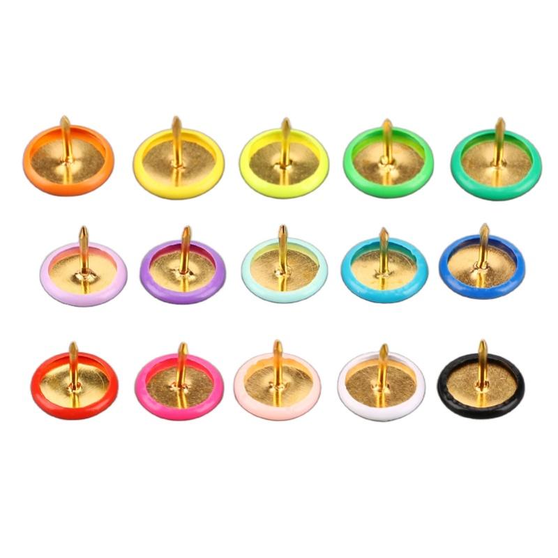 1 Box Thumb Tacks 15 Colors Colored Rubberized Flat Head Painting Decorative Tacks Push Pins With Clear Box For Corkboard