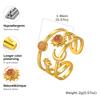 Fashion Charm Turquoise Star And Moon Ring for Women Stainless Steel Three-Layer Opening Rings Wide Finger Jewelry Gift
