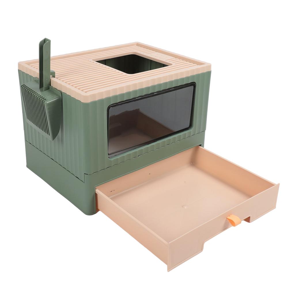 Enclosed Litter Box Foldable Top Entry Drawer Type Prevent Splashing Cat Toilet Box for Adult Cat Kitten