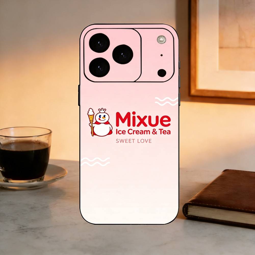 Ice Cream&Tea  Mixue  Phone Case For iPhone 17, 16,15,14,13,12,11 Plus,Pro Max, Others Soft Black Cover iPhone16e