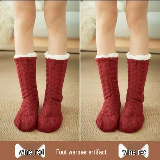 Fleece-Lined Winter Slipper Socks: Thick, Non-Slip, Mid-Calf Indoor Socks