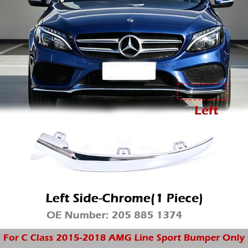 3Pcs Front Bumper Lower Chrome Gloss