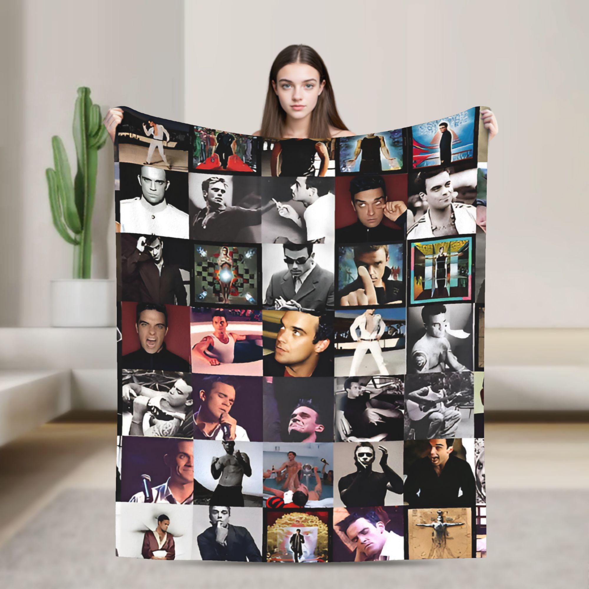 Robbie Williams Tour Flannel Blanket  Warm Throw Blanket for Couch Bed Camping Funny Bedspread Sofa Bed Cover 30x40in