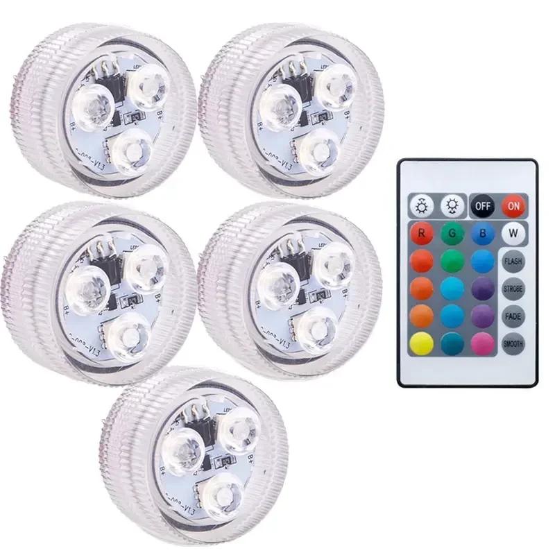 RGB 3/10 LED Underwater Light - Remote Control Waterproof, Kids Tools for Swimming Pool Party Decoration(With Insulating Sheet)