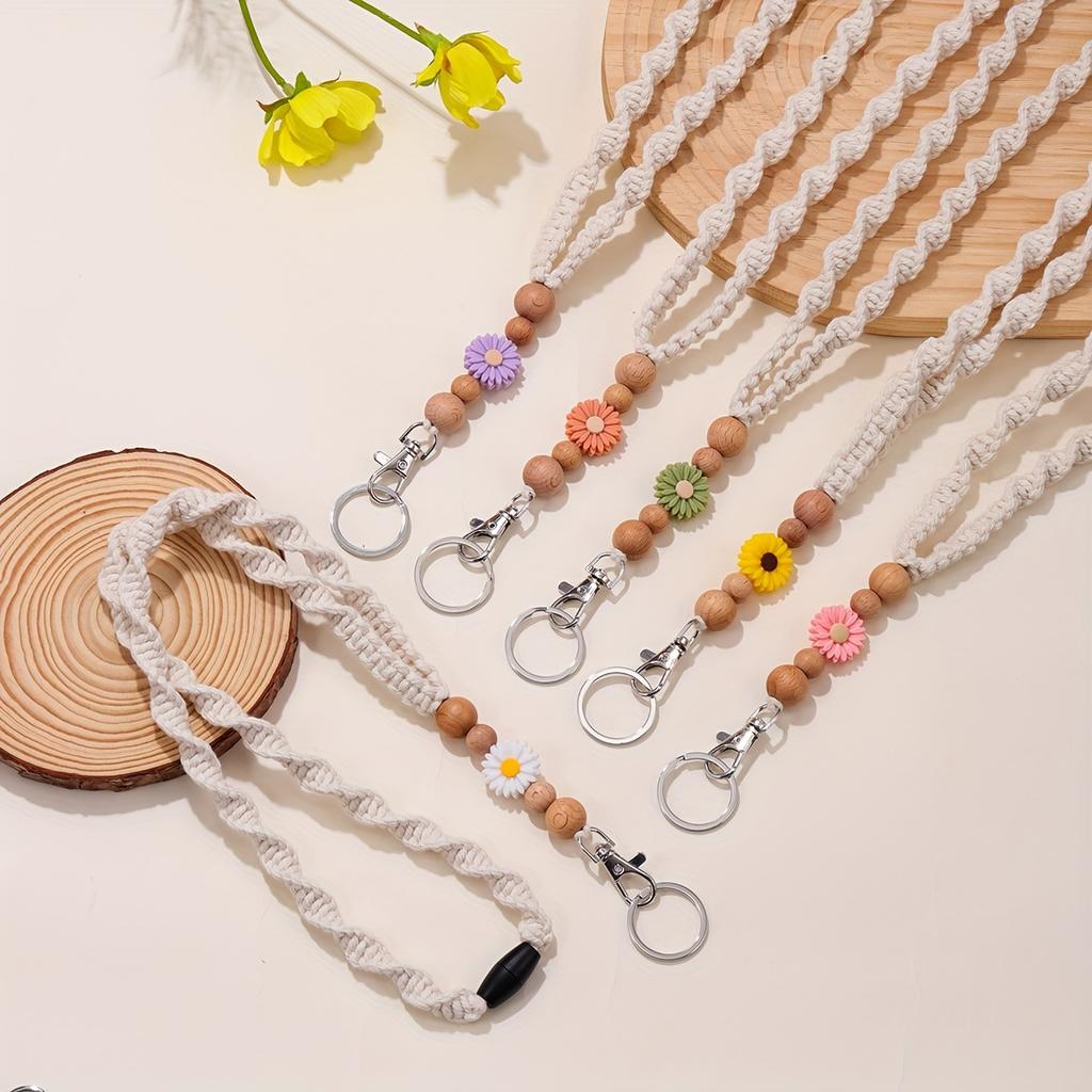 [Handmade] Bohemian Rope Handmade Keychain Necklace Lanyard | 1pc | Rope | Safety Snap | Phone Strap, Work Badge Lanyard | | Bohemian