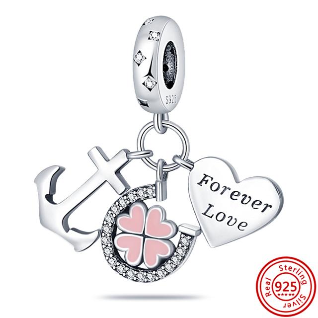 

Стерлингового Серебра 925 пробы Четырехлистный Клевер Стиль Зеленый Прозрачный Циркон Сердце Счастливые Бусины Подходит Подвески Браслет Ювелирные Изделия