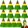 Christmas Elf Hat with Feather Red and Green Cone Hat for Christmas Parties Dress Up Cosplay Supplies