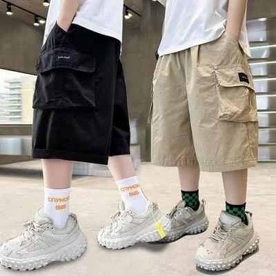 Fashion Summer Boys Shorts Cotton Big Pocket Half Trousers for Kids Children Outdoor Sport Pants