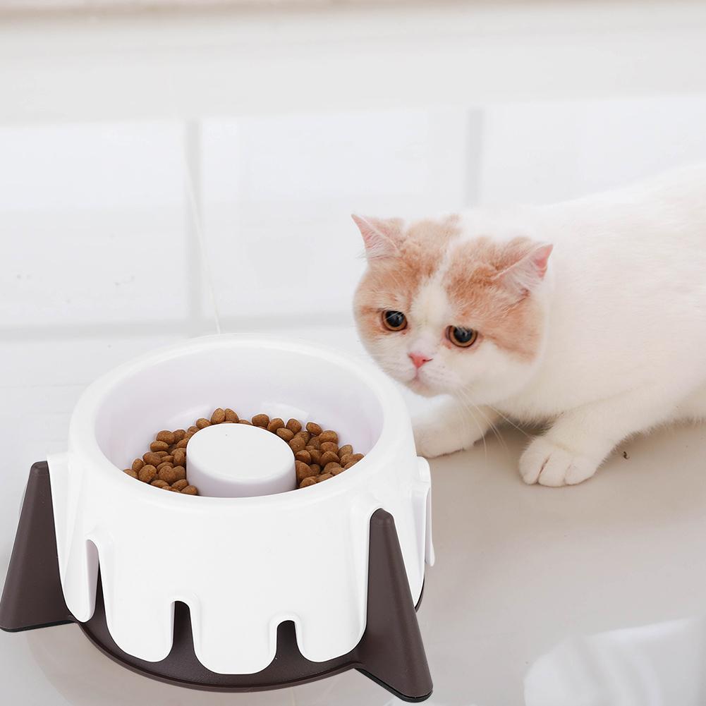 Pet Dog Cat Slow Food Feeder Bowl Cake Shape Wet and Dry Use Five Height Mode Adjustment Protect Spine