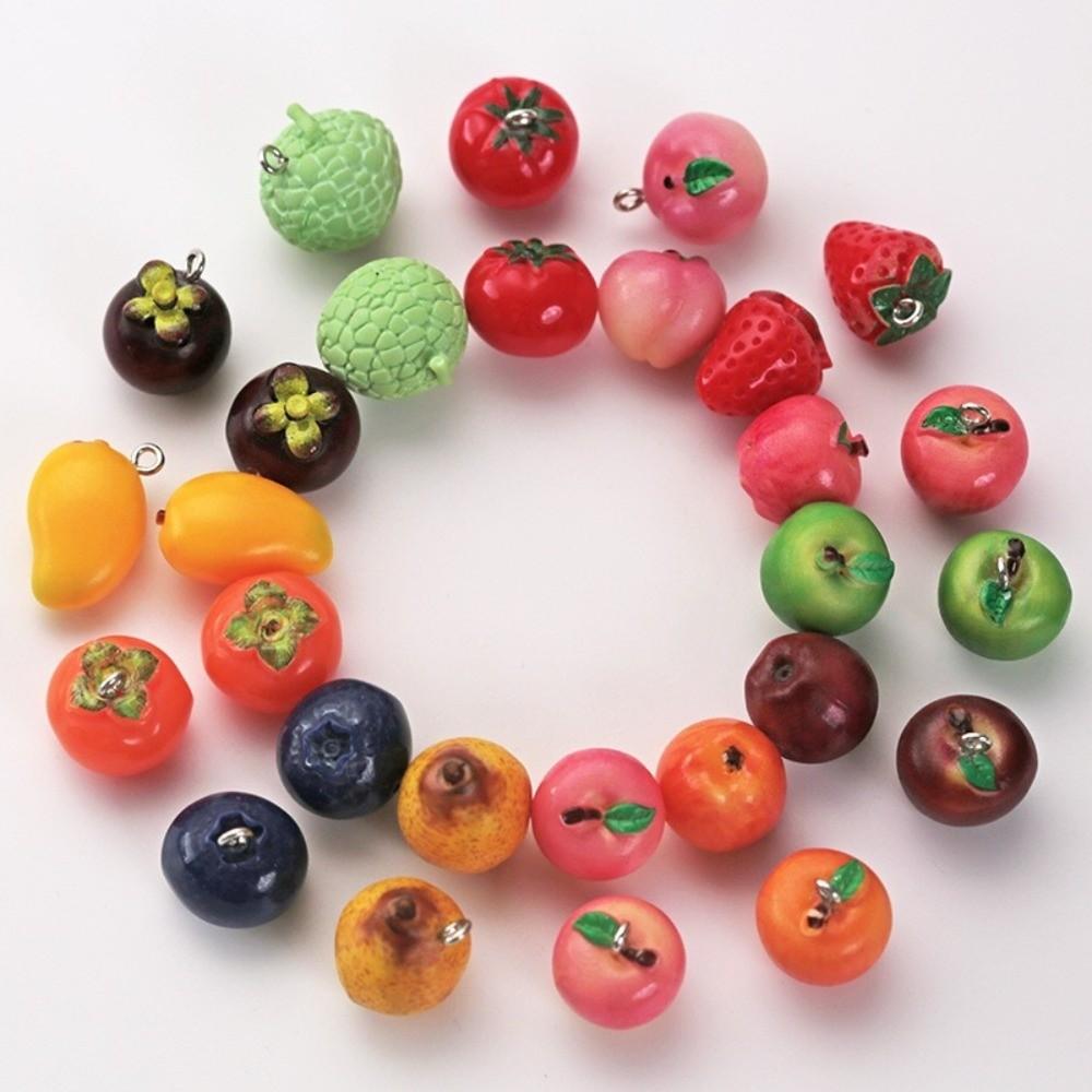 10pcs Resin Fruit Beads Simulated Fruit Keychain Making Accessories DIY Earring Necklace Jewelry