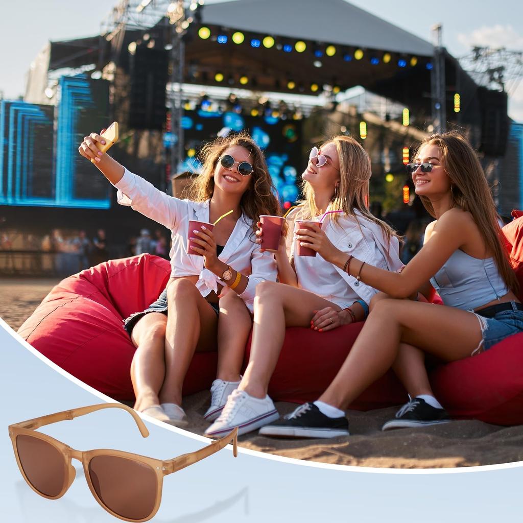 Unisex Folding PC Sunglasses Trendy Sunglasses with Original Box Perfect for and Photography Sun Protection Tan Color [uxcell] - - Driving, Shopping,