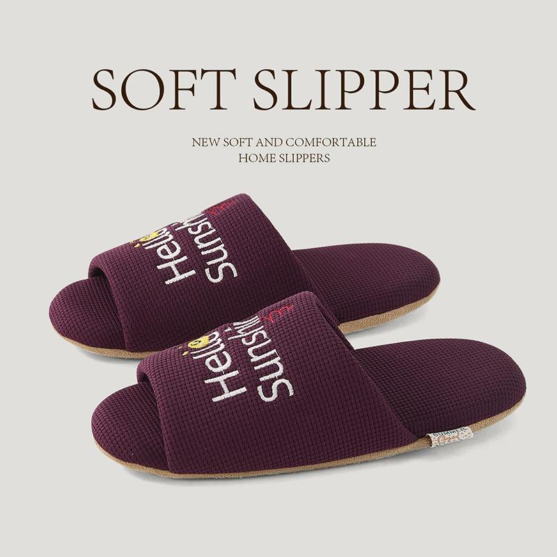 Silent silent slippers women's indoor home household one-word drag does not hurt the floor soft bottom couple four seasons cool slippers men