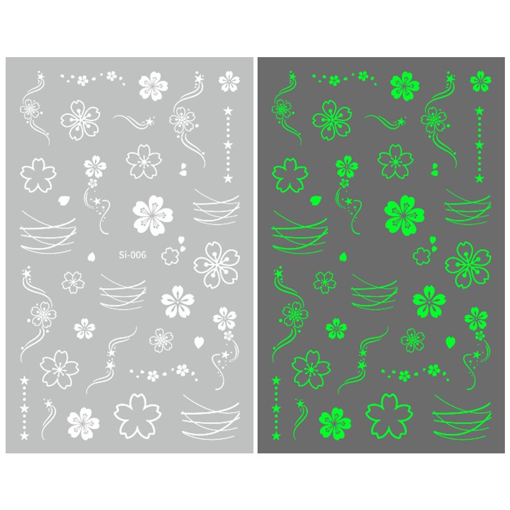 2026 Luminous Green & Blue Nail Stickers for Professional Salons - White-Enhancing Style