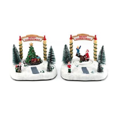 Modern Resin Craft Christmas Indoor Musical Rotating Centerpieces Music Box with Double Power Option and Durable Design