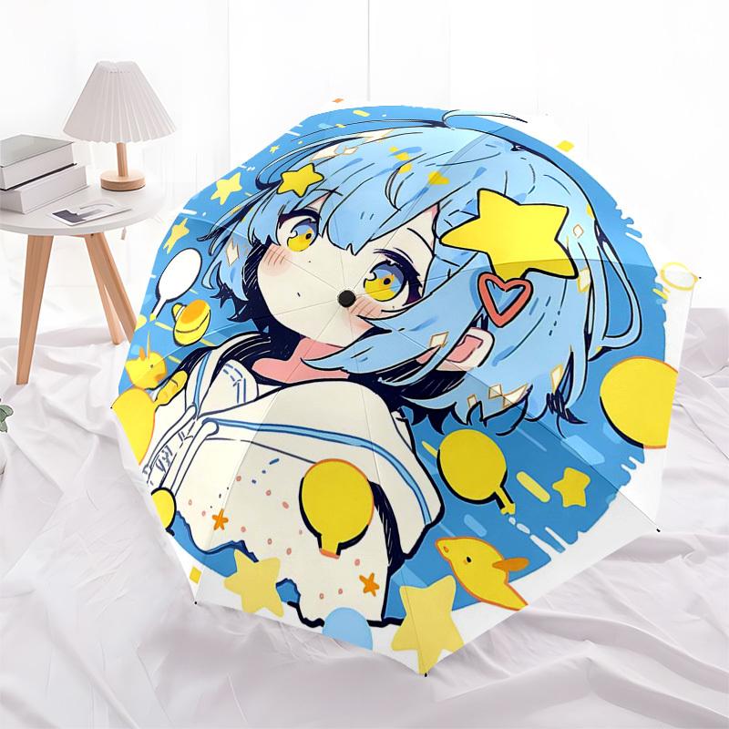 

1pc Star-Shaped Automatic Folding Umbrella with Heart Hair Clip Perfect for Fans, Travelers, and Daily Use!L079