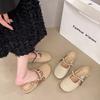 Single Shoes Soft Sole Head Night Bow Bag 2025 New Evening Wind Half Slippers Women's Summer Wear Flat Bottom Cool Slippers Half Tray