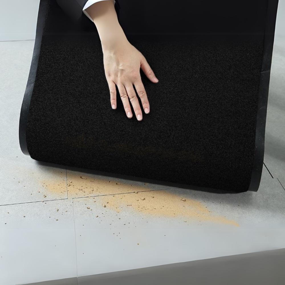 Black rubber doormat for shoes, 90x150cm
