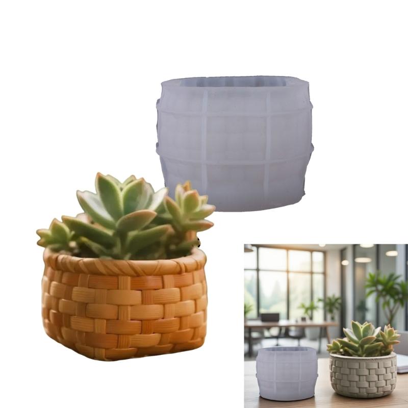 Flexible Silicone Woven basket Planter Mold Jewelry Making Tool Silicone Texture for Easy Demolding and Multipurpose Use