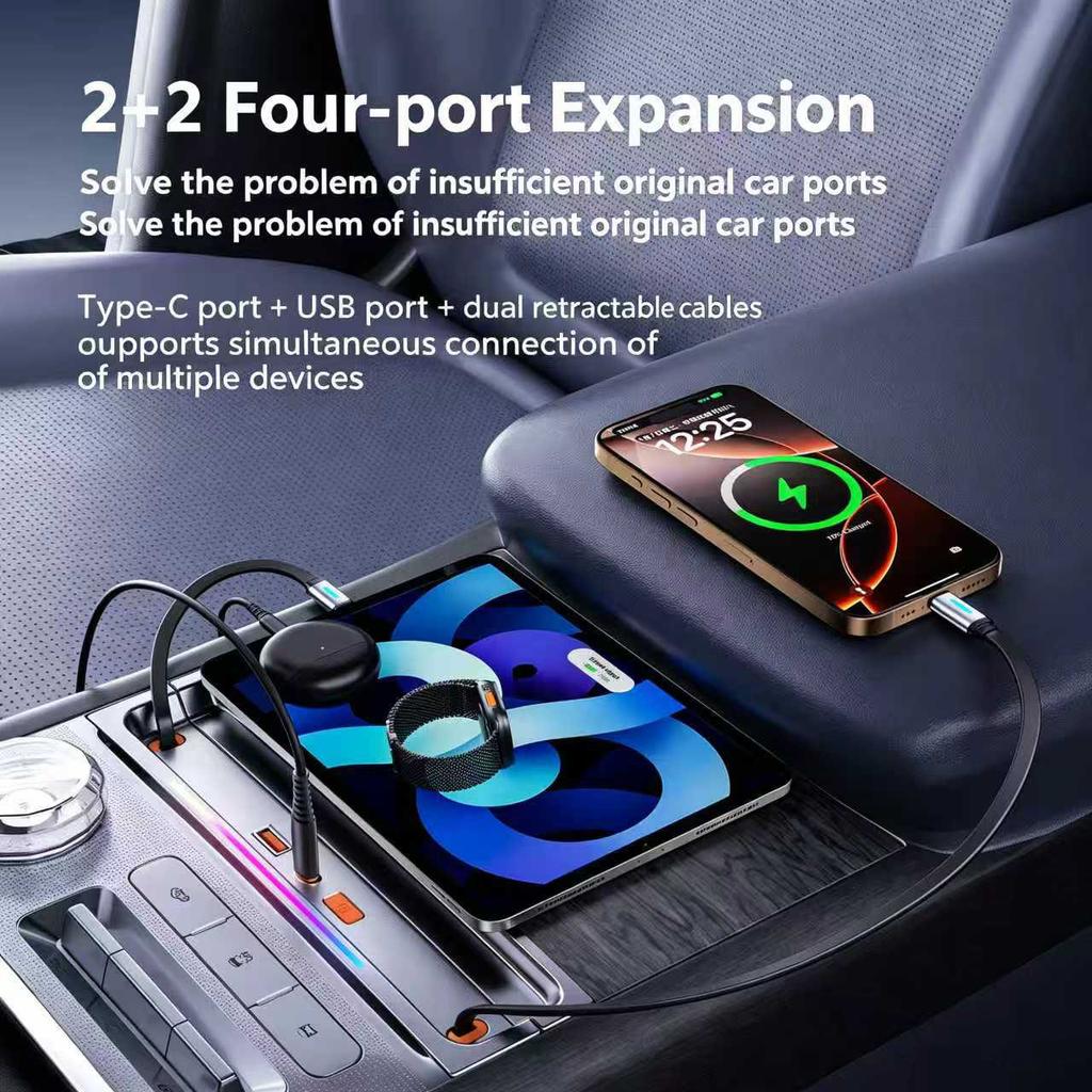 For Zeekr 9X Car Expansion Dock Cigarette Lighter Adapter Expansion Charging 160W Fast Charging Central Control Modification
