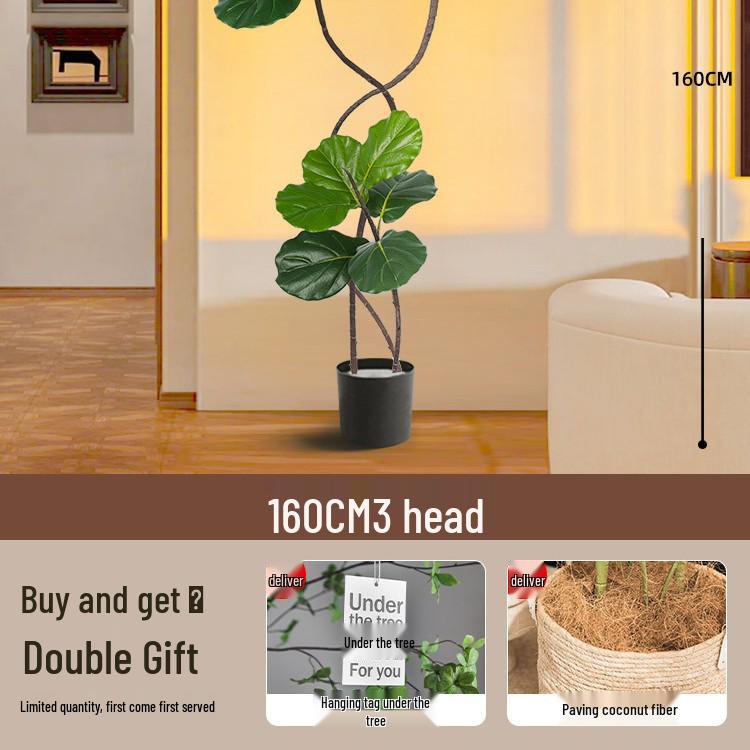 Large Potted Fiddle-Leaf Fig: Luxury Faux Green Plant for Living Room Decor