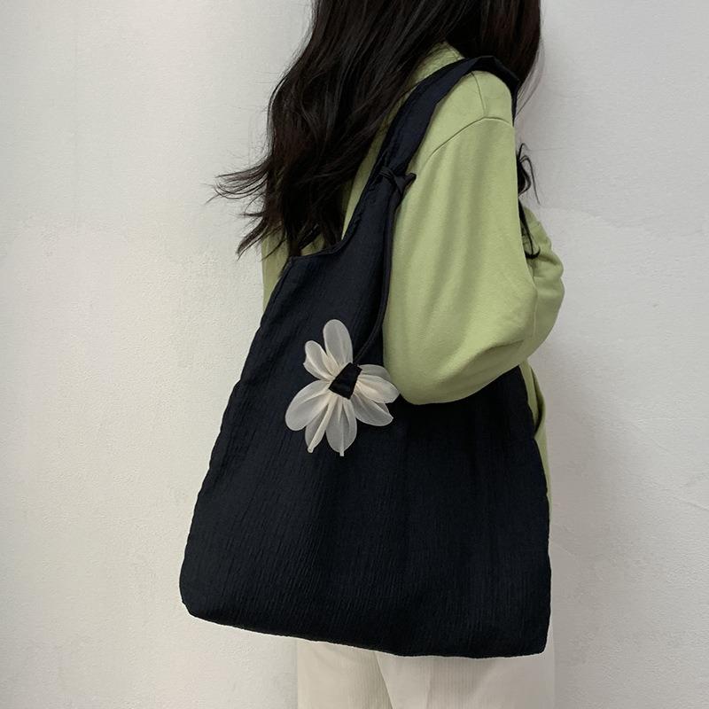 Dopamine Colorful Canvas Shoulder Bag Women Thin Large Capacity Bag