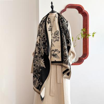 Luxury Winter Cashmere Scarf For Women - Retro Printed Shawl With Tassels, Warm Pashmina Wrap & Bandana Poncho
