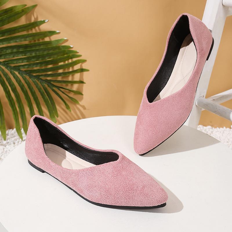 Fashion Comemore Pointed Toe Fashion Women Flats Casual Suede Solid Ciolor Slip on Shoes for Women Soft Sole Shallow Lightweigh Loafers