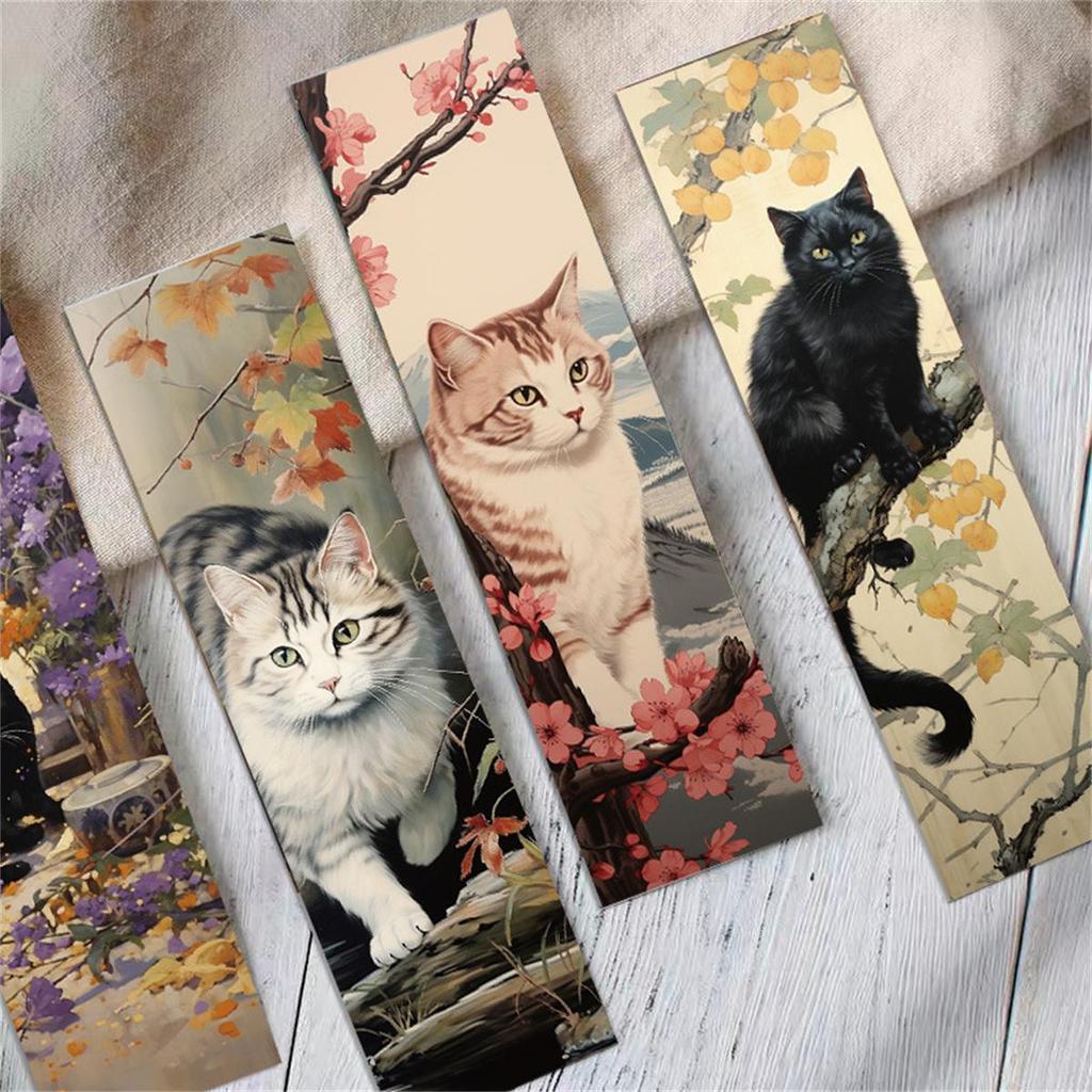 30pcs Cute Cat Bookmarks, Vintage & Artistic Paper Cards To Mark Reading Pages