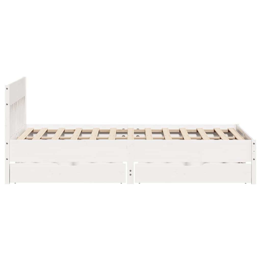 Vidaxl Rama Łóżka Bez Materaca, Biała, 140X190 Cm, Lite Drewno Sosnowe