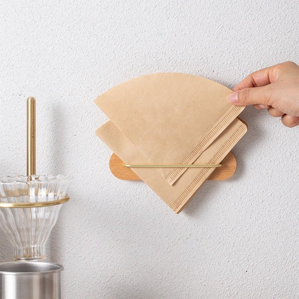 Wall-mounted Coffee Filter Holder Wooden Table Napkin Holder Coffee Filter Rack  Home Barista