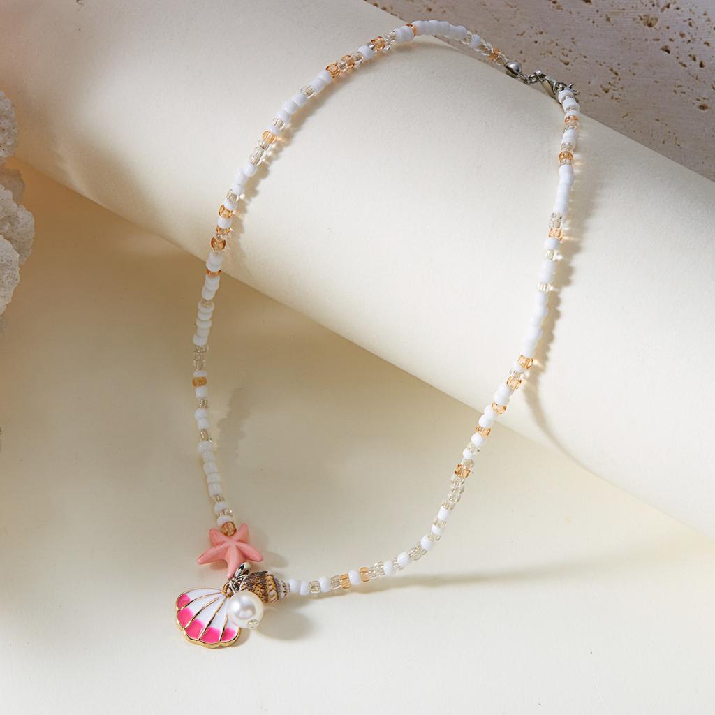 Beaded Necklace Shell Pendant Necklace Clavicle Chain Necklace Office Neck Jewelry Alloy Texture Perfect for Daily Party