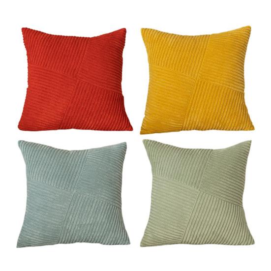 Corduroy Striped Pillow Cover 18x18 Inch Boho Textured Cushion Cover Patchwork Throw Pillow Cover for Farmhouse Home Sofa Couch Bed