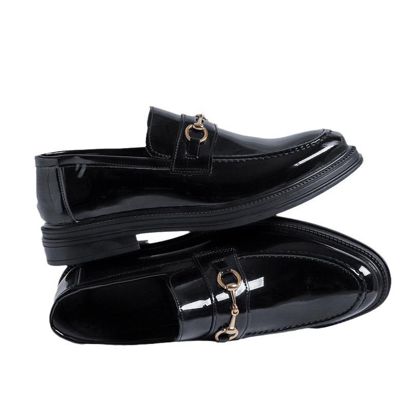 Frühlings- und Herbstlederschuhe Herren Retro Business Anzug Freizeit Glänzend Kleine Lederschuhe Faul Ein Pedal 85136-R