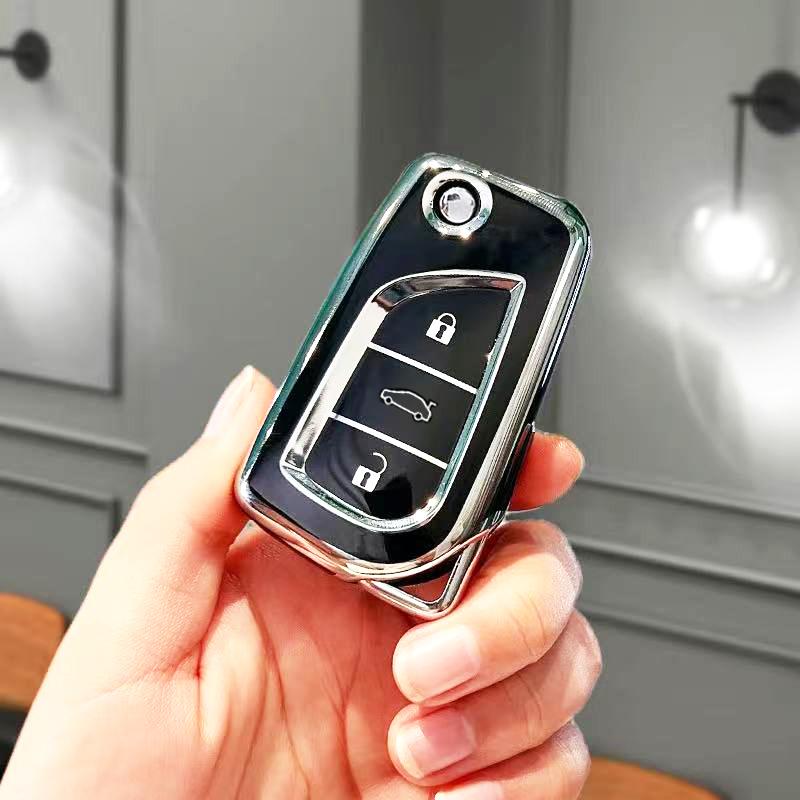 Fashion TPU Shell Fob Holder Car Folding Flip Key Case Cover Bag For Toyota Corolla Camry Altis Auris Aygo Yaris RAV4 Verso